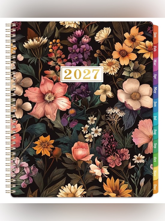 Unbranded Other - 2027 Floral Spiral Notebook Planner - Dark Botanical Cover - New